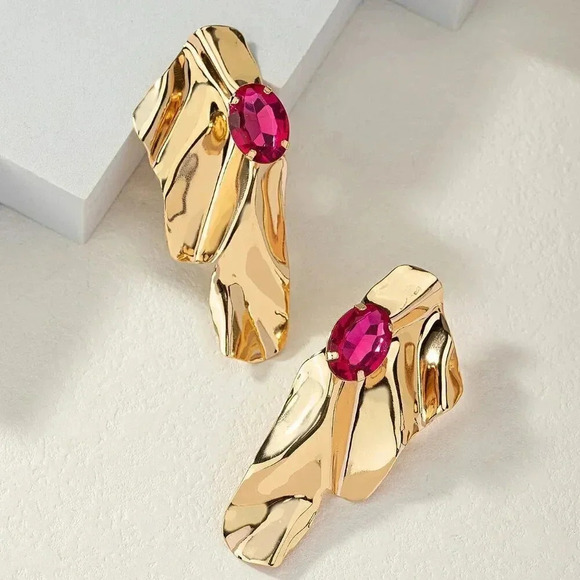 Multicolor Women's Exaggerated Sea Wave Shape Luxurious Earrings - Picture 2 of 6